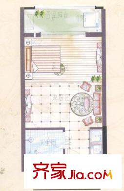 聚仁万象都会三期24#B户型 1室1厅1卫1厨