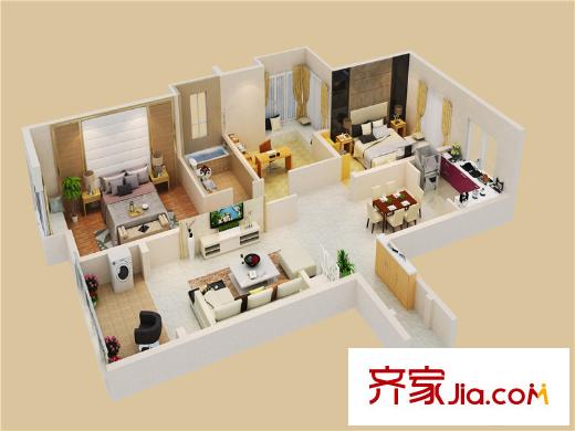 合一中央城高层住宅C1户型 3室2厅2卫1厨