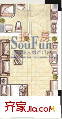 象湖2008户型图公寓A标准型 1室1卫1厨