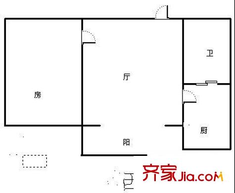 十字街住宅楼户型图十字街 1室 户型图 1室1厅1卫1厨