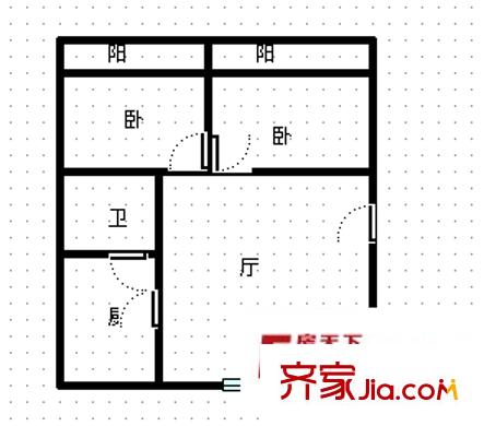 丁公路皮鞋厂宿舍 2室 户型图