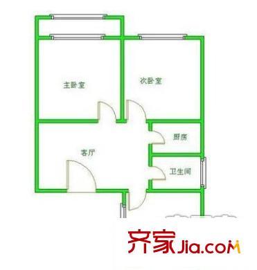 丁公路皮鞋厂宿舍 3室 户型图