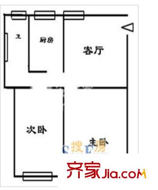 船山路中行宿舍 2室 户型图