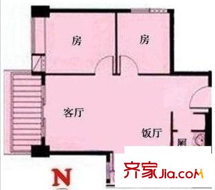 船山路中行宿舍 2室 户型图