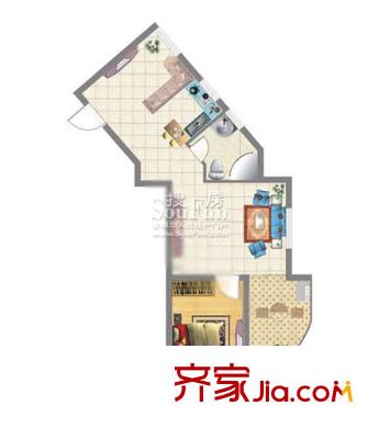 江铃晶城户型图A户型 1房1厅1卫 65平米 1室1厅1卫1厨