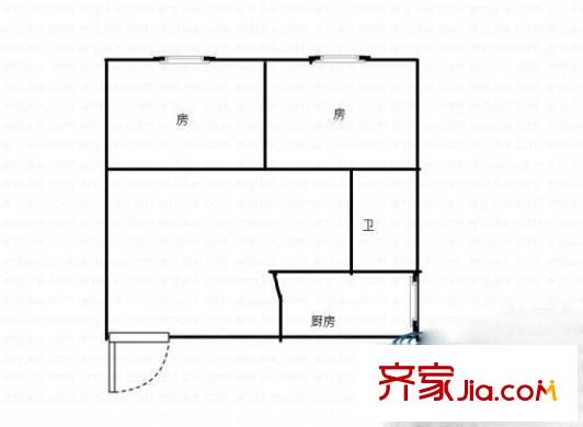 老福山外贸宿舍户型图wm_1273479216919 2室1厅1卫1厨