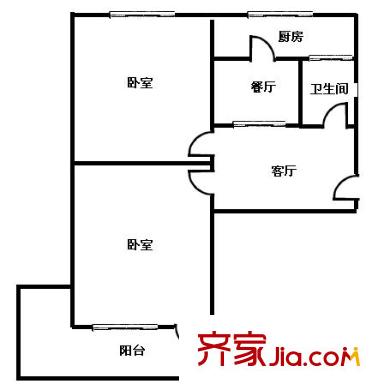 老福山外贸宿舍户型图20091102175359326 2室1厅1卫1厨