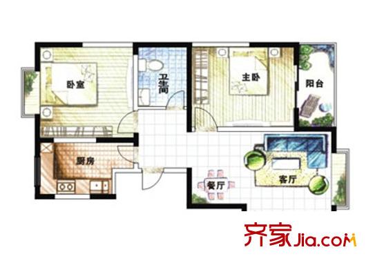 岔道口路铝制品厂户型图岔道口西路铝制品厂宿舍 2室 户型图 2室2厅1卫1厨