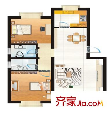 岔道口路铝制品厂户型图岔道口西路铝制品厂宿舍 2室 户型图 2室2厅2卫1厨