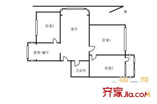 老福山外贸宿舍户型图1273905168772 3室2厅1卫1厨