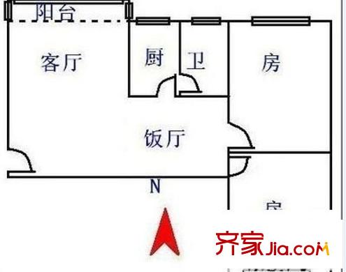 顺外路现代庄园 2室 户型图