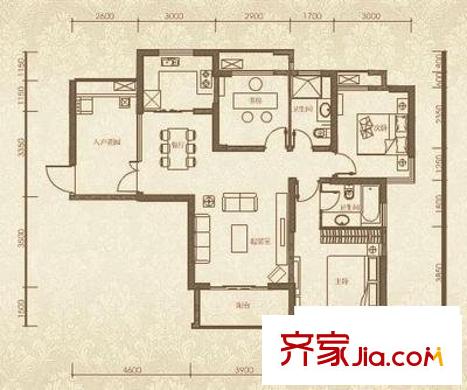 金源大厦 3室 户型图