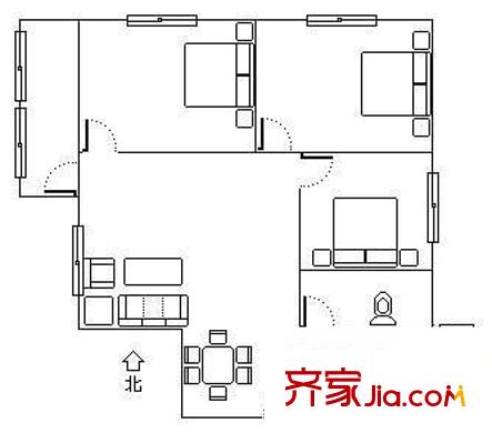 金源大厦 3室 户型图