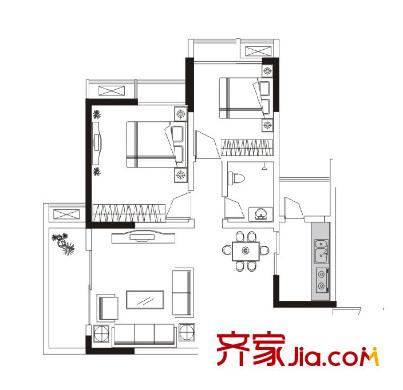 岔道口路铝制品厂户型图岔道口西路铝制品厂宿舍 2室 户型图 2室2厅1卫1厨