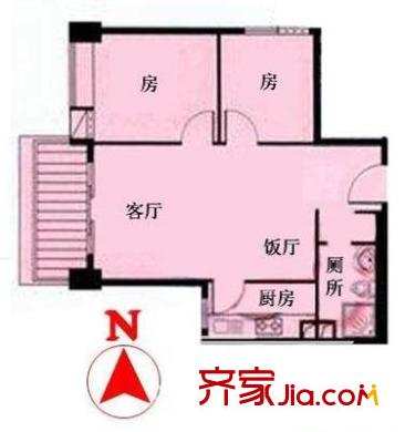 顺外路现代庄园 2室 户型图