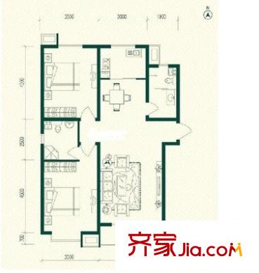 文教路建设厅宿舍 3室 户型图