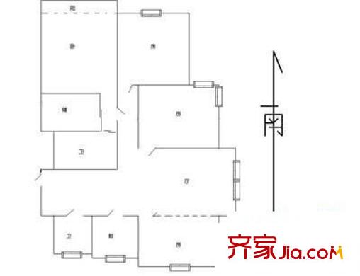文教路建设厅宿舍 3室 户型图