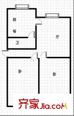 文教路建设厅宿舍 2室 户型图