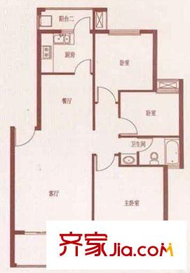 文教路建设厅宿舍 3室 户型图