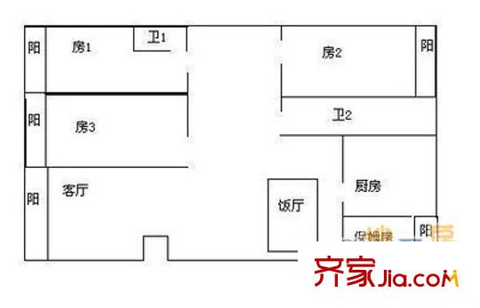 恒辉花园 4室 户型图