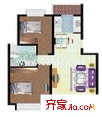 恒辉花园户型图户型图 2室1厅1卫1厨