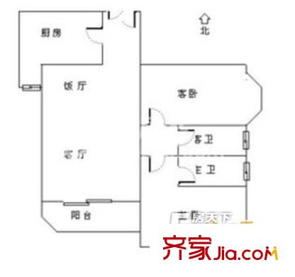 洪城路东方巴黎 二居室户型图