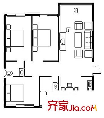 中欧金球公寓 3室 户型图