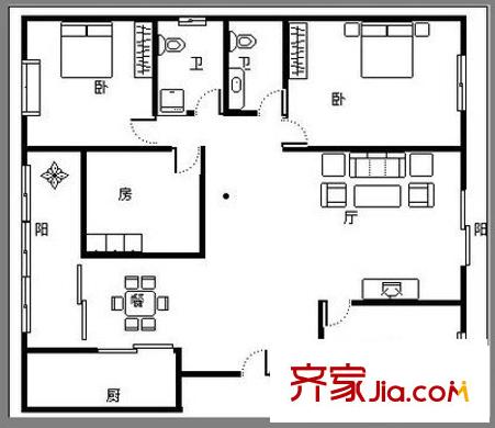 中欧金球公寓 3室 户型图