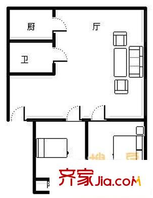 抚生路住宅楼户型图抚生路 2室 户型图 2室2厅1卫1厨