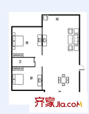 抚生路住宅楼户型图抚生路 2室 户型图 2室2厅1卫1厨