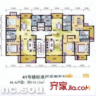 东方巴黎户型图户型4 3室2厅2卫1厨