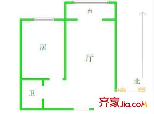 东方巴黎户型图户型3 1室1厅1卫1厨