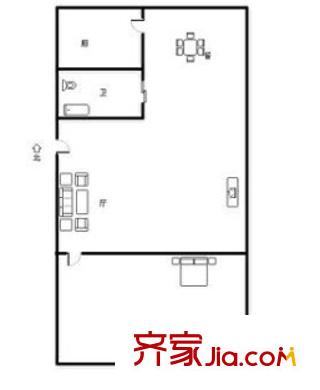北京西路省政府大院 一居室户型图