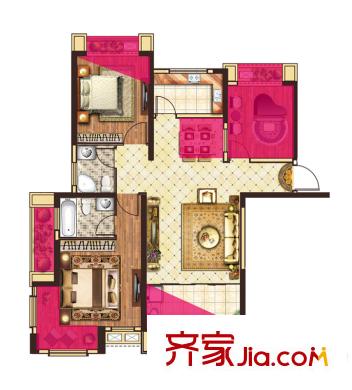 中大城一期高层A1户型 3室2厅2卫1厨