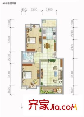 江铃桃花住宅小区 2室 户型图