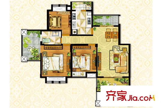 江铃澜庭二期洋房C1户型 3室2厅1卫1厨