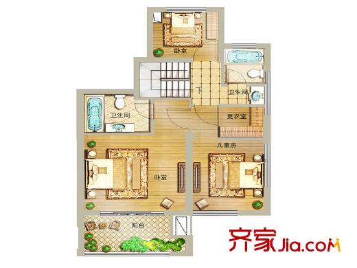 商城凤凰印象一期2#楼D-2户型复式二层 4室2厅3卫1厨
