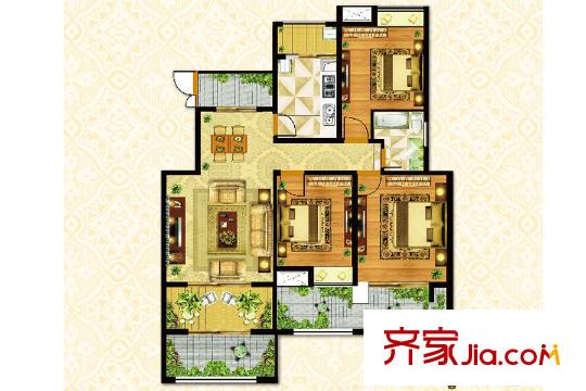 江铃澜庭二期洋房B2户型 3室2厅1卫1厨