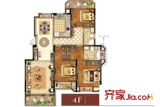 正荣学府壹号A4户型 3室2厅2卫1厨