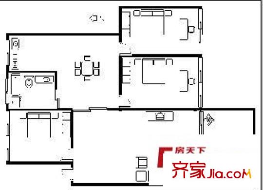 民德路花园角小区 3室 户型图