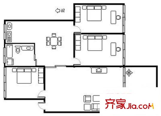 民德路花园角小区 3室 户型图