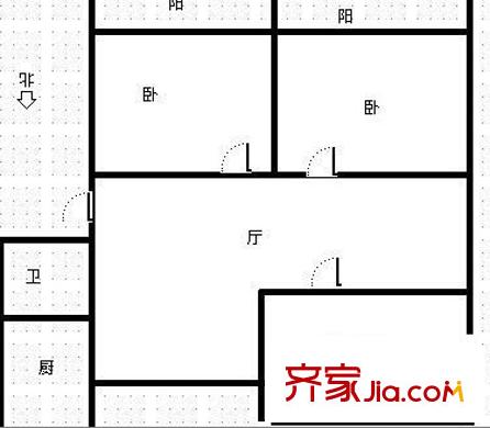 师大南路副食品宿舍户型图北京西路师大附中对面 3室 户型图 3室2厅1卫1厨