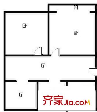 师大南路副食品宿舍户型图北京西路师大附中对面 2室 户型图 2室1厅1卫1厨