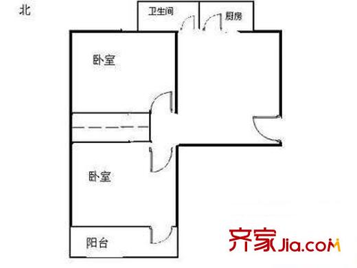 师大南路副食品宿舍户型图北京西路师大附中对面 2室 户型图 2室1厅1卫1厨