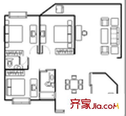榕门路农行宿舍 3室 户型图