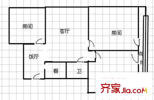 榕门路农行宿舍 3室 户型图