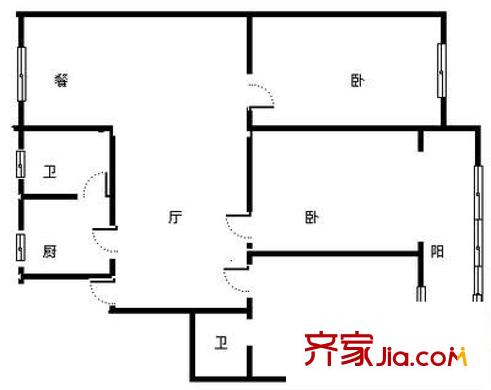 南京西路水利局宿舍户型图户型图 3室2厅2卫1厨