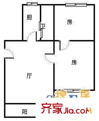 青山南路中医院宿舍 2室 户型图