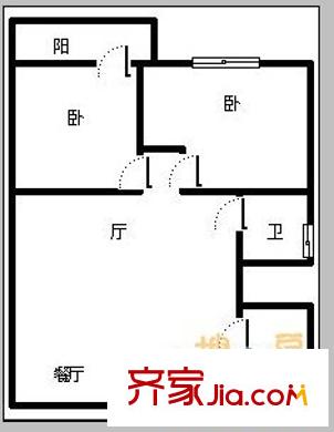 青山南路中医院宿舍 2室 户型图