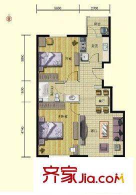 青山南路中医院宿舍 2室 户型图